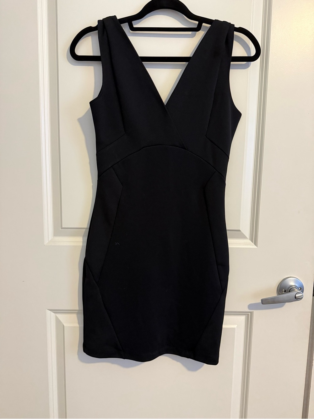 Sparkle & Fade Sleek Black V-Neck Sheath Dress LBD